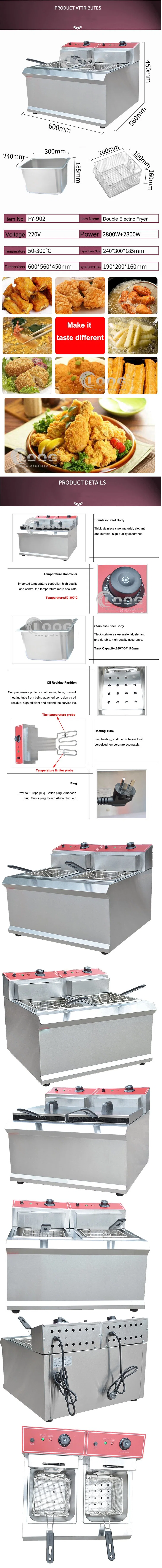 Goodloog Professional Manufacturer Commercial Single Cylinder Sieve Electric Frying Pan Fried Chicken New Electric Fryers for Sale