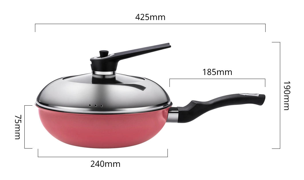 Hot Sales Cookware Stainless Steel Non-Stick Coating Ceramic Outer Layer 24cm Wok