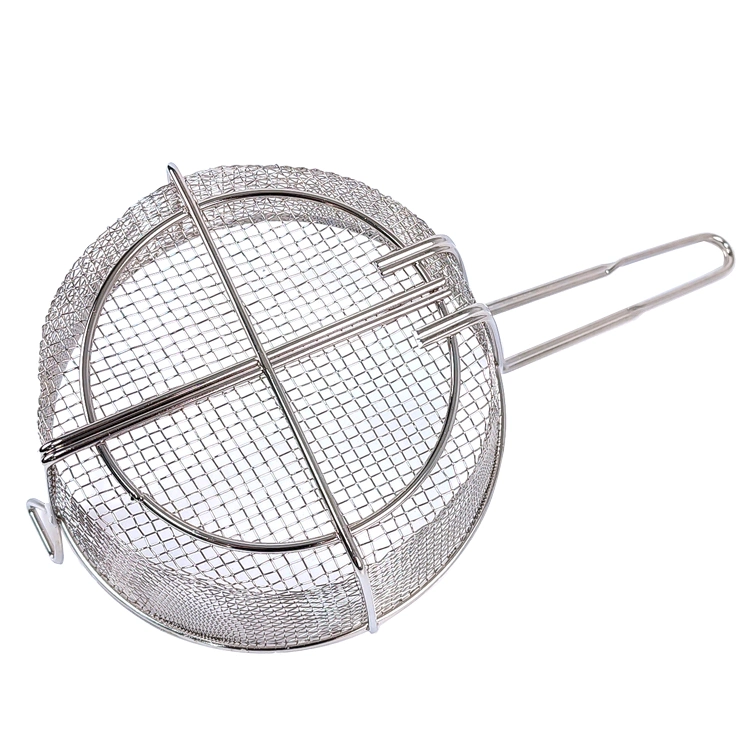 8-1/2-Inch Round Wire Fry Basket 4-Mesh Nickel Plated Round Fried Basket