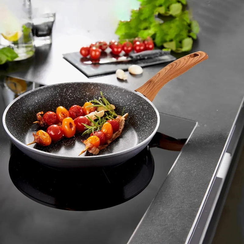 Factory OEM Bottom Induction Frypan Non Stick Fry Pan Granite Aluminum Frying Pan for Home Kitchen Poland Cookware 24/26/28cm