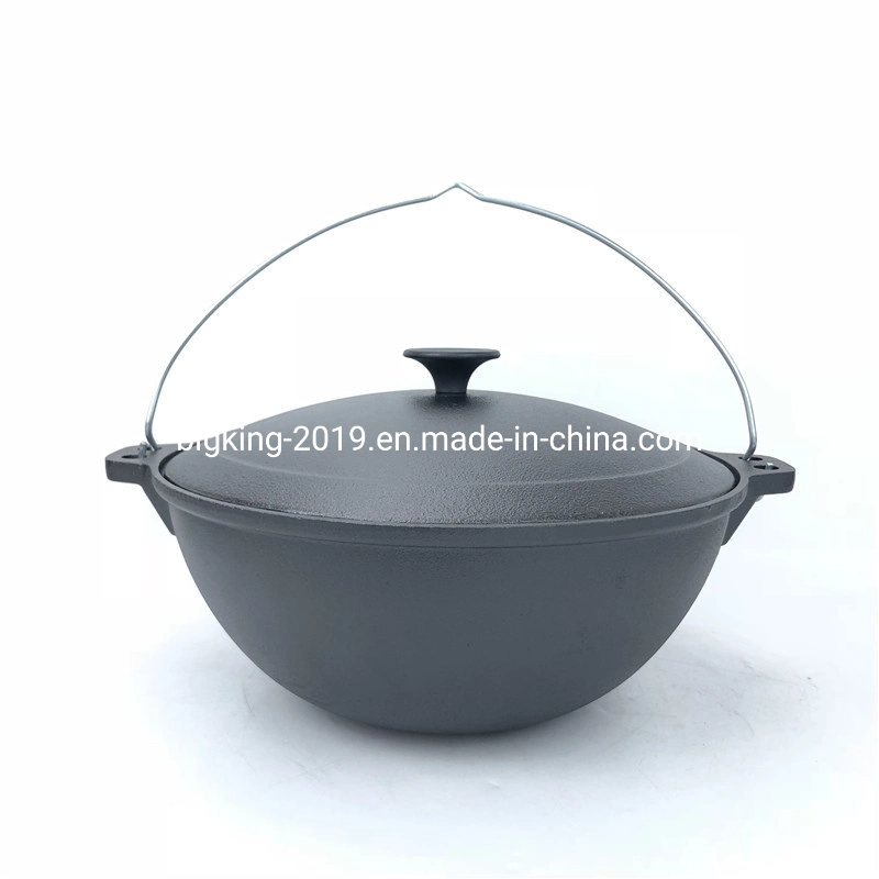 Popular Preseasoned Non Stick Russian Cauldron Kazan Pot Wok with Cast Iron Cover in Russia Uzbek