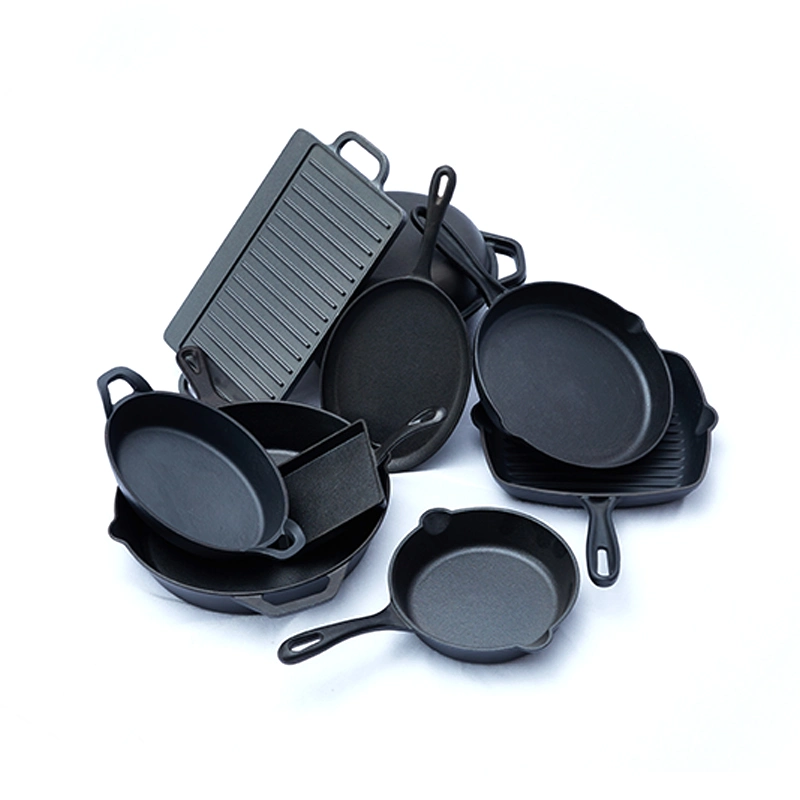 Cast Iron Cookware Set 3 Pieces Non Stick Cast Iron Wok Household Soup Pot Breakfast Frying Pan Set