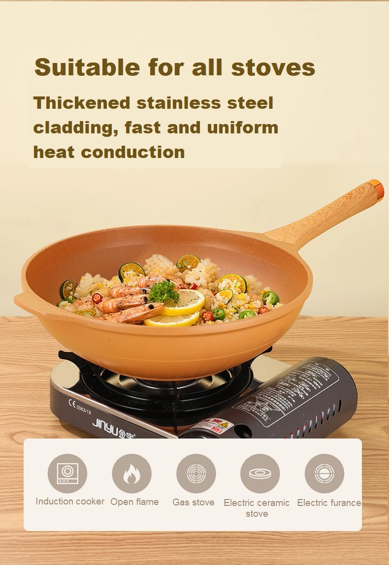 Aluminum Non-Stick Wok Saute Cooking Cast Frying Pan Suit for All Stoves