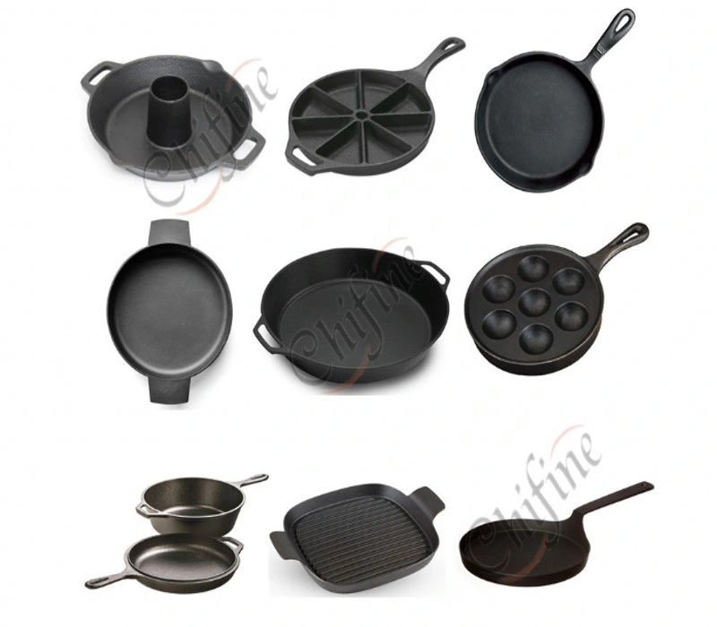 Customized BBQ Grill Cookware Frying Pan Sand Cast Iron Pan