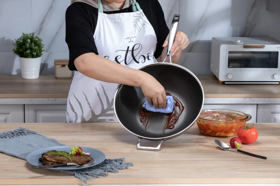 Hot Sales Cookware Stainless Steel Nonstick Double Layers Coating Wok