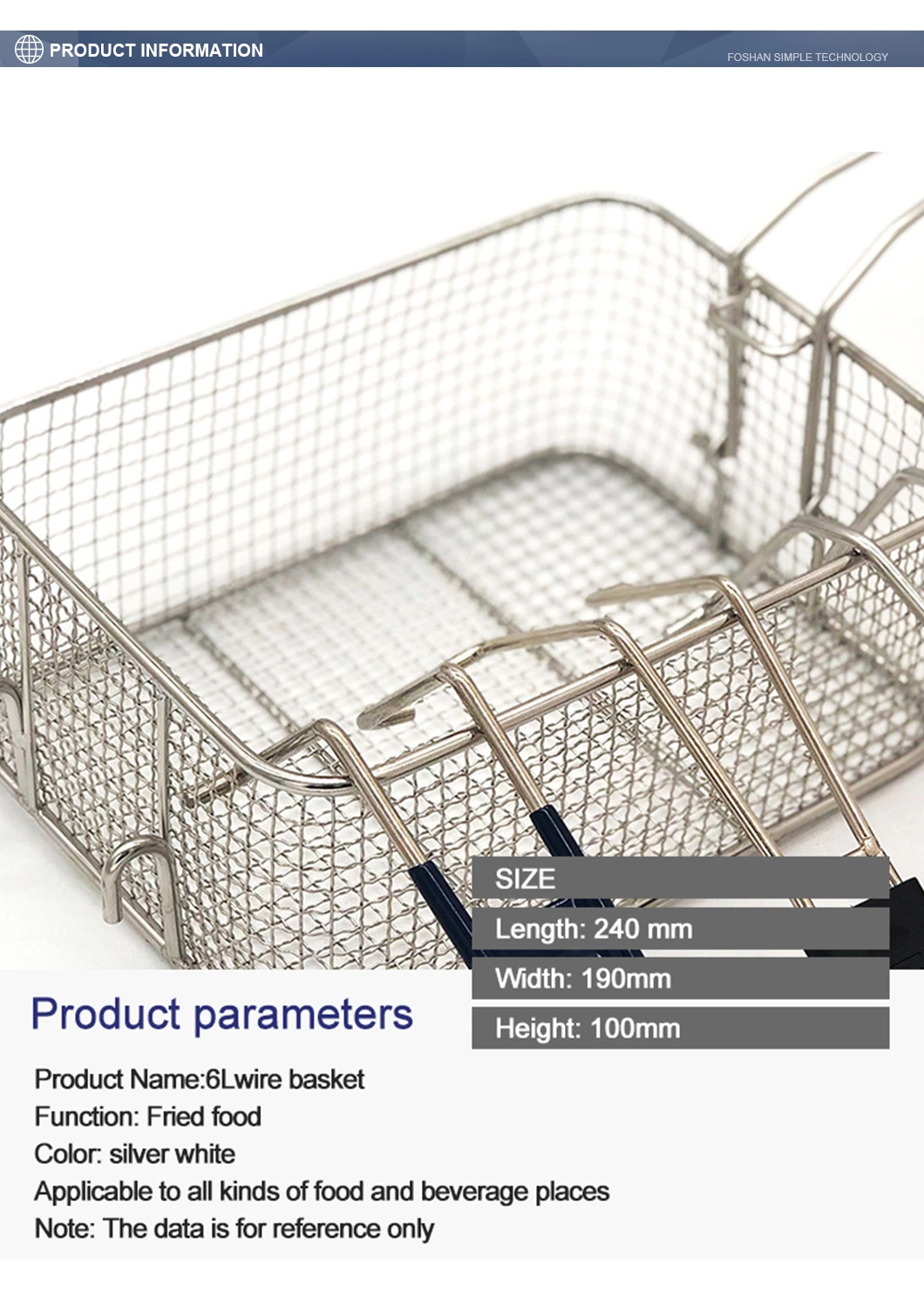 High Quality Stainless Steel Detachable Handle Pan Frying Basket