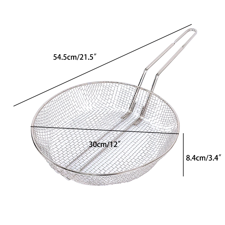 12-Inch Aluminum Fry Pot Basket Food Strainer Chips Fry Baskets Stainless Steel Mini Fryer Basket