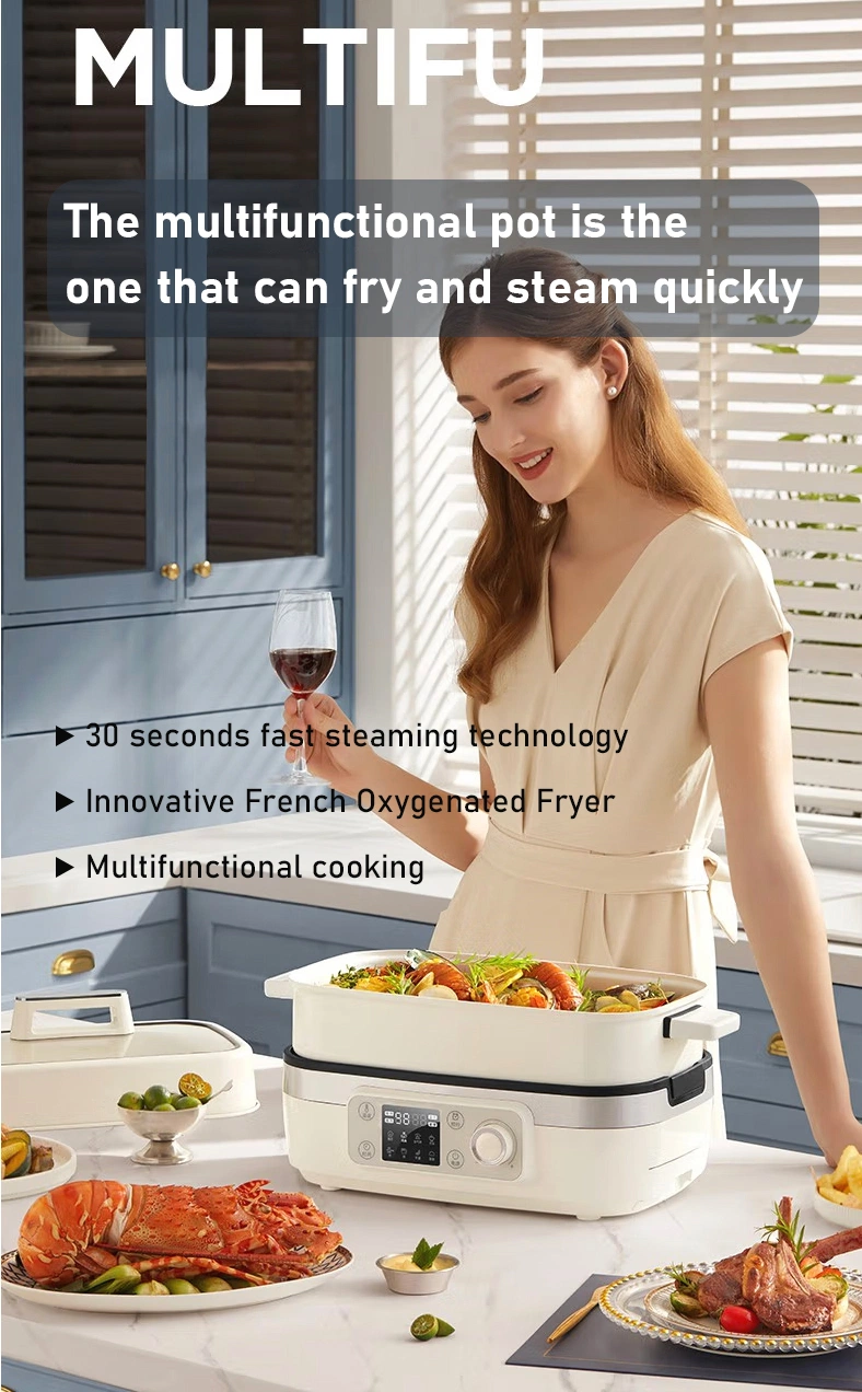 6 in 1 Air Fry Pan Fry Slow Cook Baking No Oil Healthy Steam Air Fryer