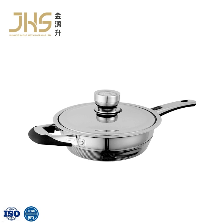Kitchen Appliance Cookware Frypan Stainless Steel Marble Non Stick Frying Pan with Glass Lid