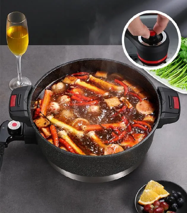 Versatile 7.5L Large Capacity Electric Skillet with Removable Temperature Control and Glass Cover