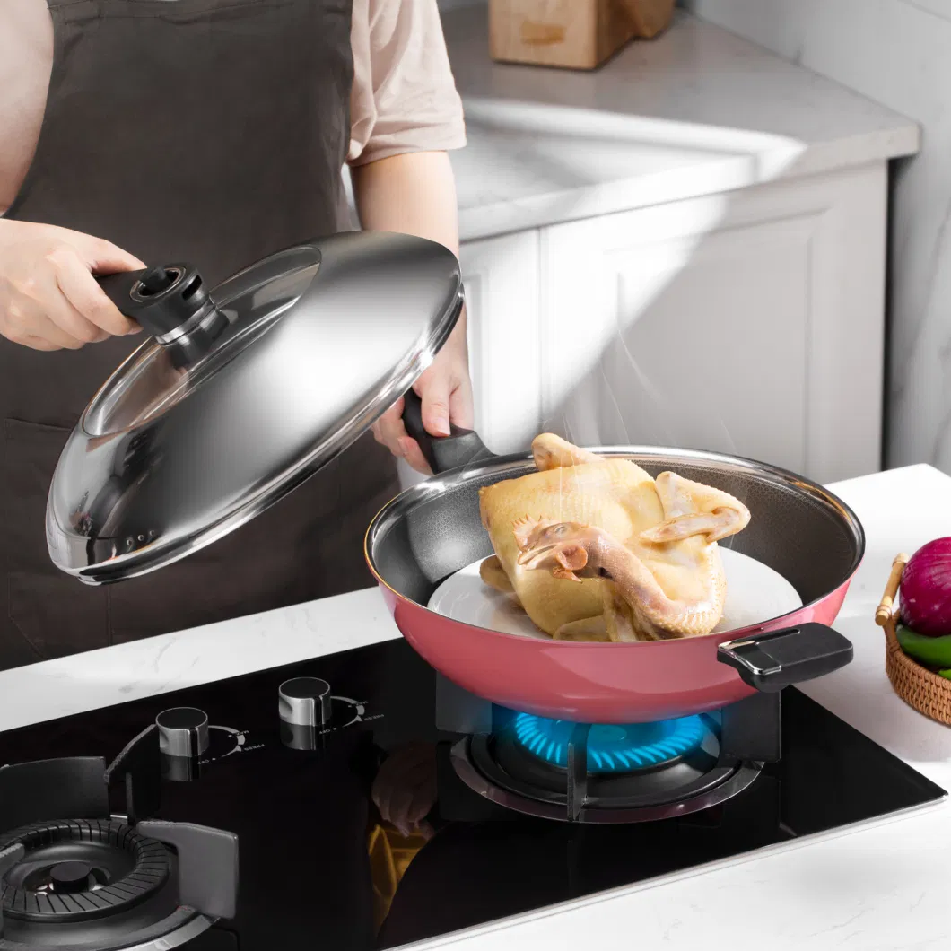 Best Seller Cookware Stainless Steel Non-Stick Eterna Coating Ceramic Outer Layer 32cm Skillet