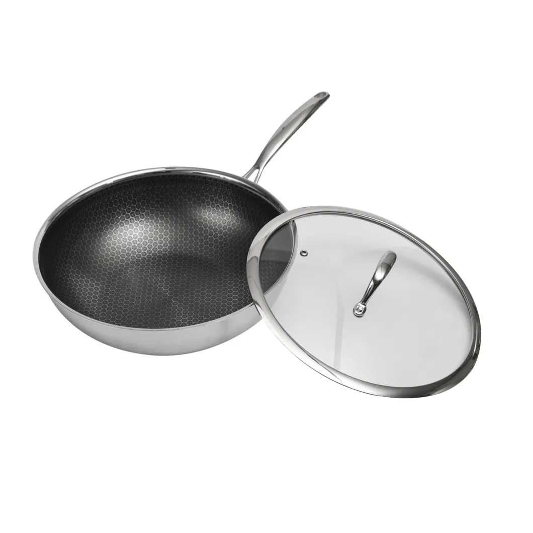 Best Selling Stainless Steel Cookware Nonstick Honey Comb Coating 30cm Wok