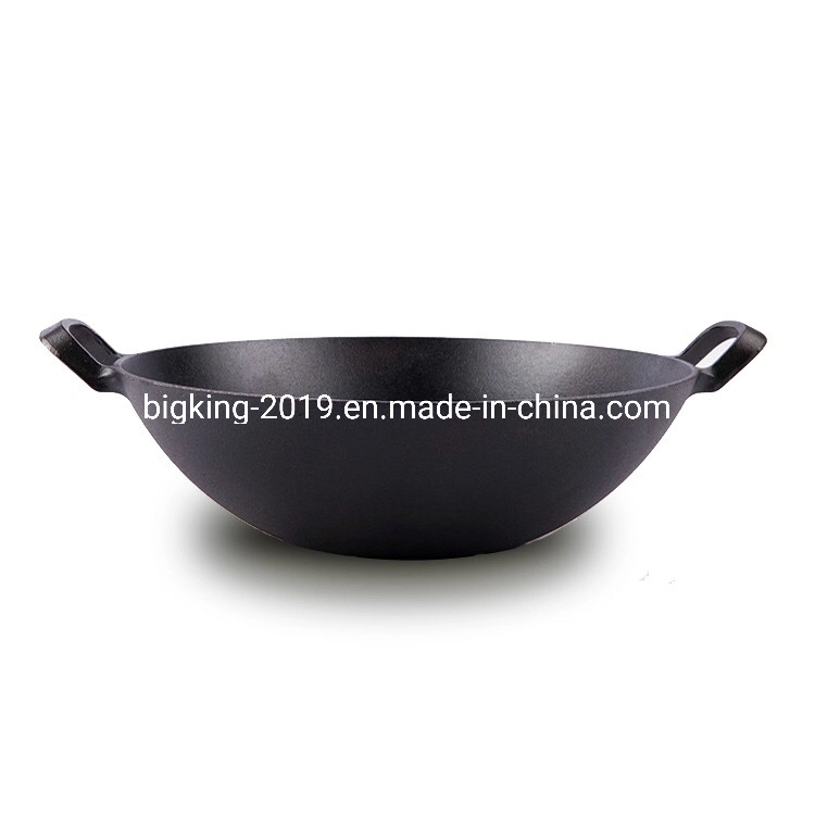 Two Handle Chinese Cast Iron Wok and Frying Pan