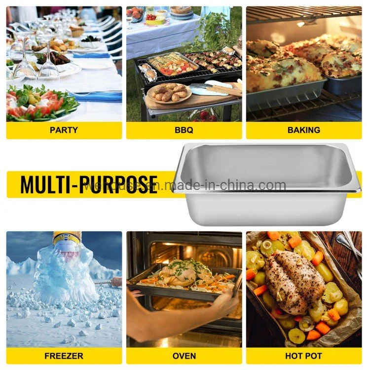 Euro Kitchenware Hotel 1/9 Gastronorm Food Tray Gn Pans Stainless Steel BBQ Food Container Buffet Sheet Set Hotel Pan Baking Pans
