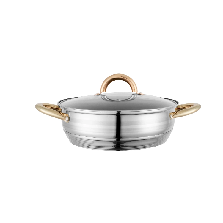 Stainless Steel Pan, Stir Fry Pan with Five-Ply Base, Pan with Glass Lid, Multipurpose Stewpot Skillet, Saute Pan, Casserole in Pots and Pans