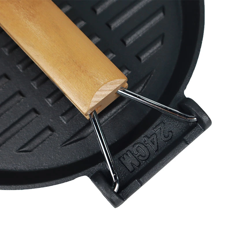 Non Stick Striped Round Cast Iron Griddle Pans Steak BBQ Bacon Frying Skillet Pan for Cooking Camping