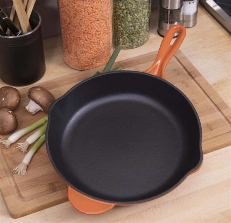 10 Inch Enamel Cast Iron Skillet Oven Safe Smooth Surface Fry Pan