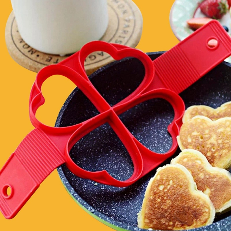 Non-Stick 4-Hole Multi-Functional Round Star Heart-Shaped Kitchen Silicone Omelette Pan Pancake