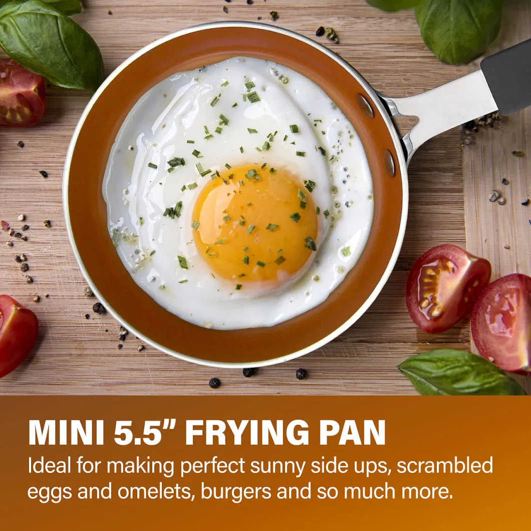 Steel Mini Egg and Omelet Pan with Ultra Nonstick-Titanium &amp; Ceramic-Coating Stay-Cool Handle