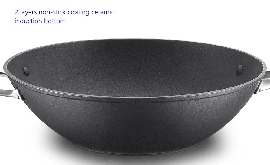 2 Layers Non-Stick Coating Ceramic Kitchenware Forged Alu Wok