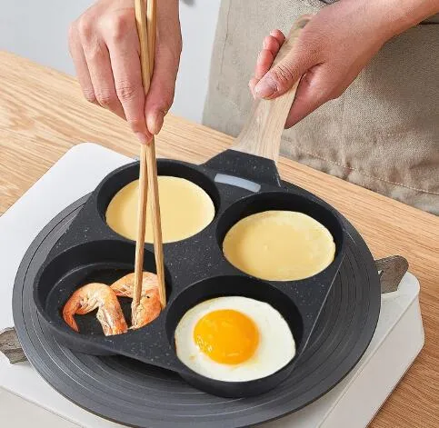Egg Pan for Omelette, 4-Cup Nonstick Pan for Pancake, Healthy Meaical Stone Egg Skillet for Breakfast, Suitable for Gas Stove &amp; Induction Cookware