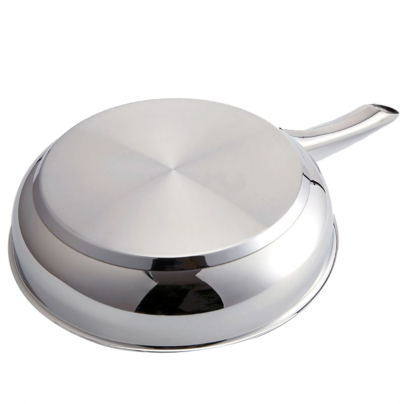 2PCS 3-Ply 304 Stainless Steel Frying Pan with Glass Lid Mirror Polish Cookware Manufacturer Wholesale 18/20/22/24/28cm
