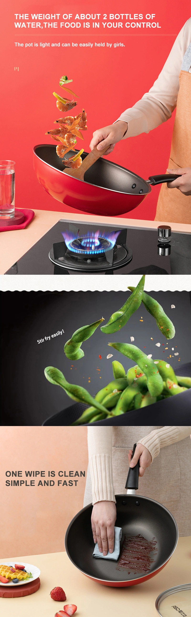 Safe Smoke-Free Ceramic Kitchen Non-Stick and Non-Oily Frying Pan&#160;