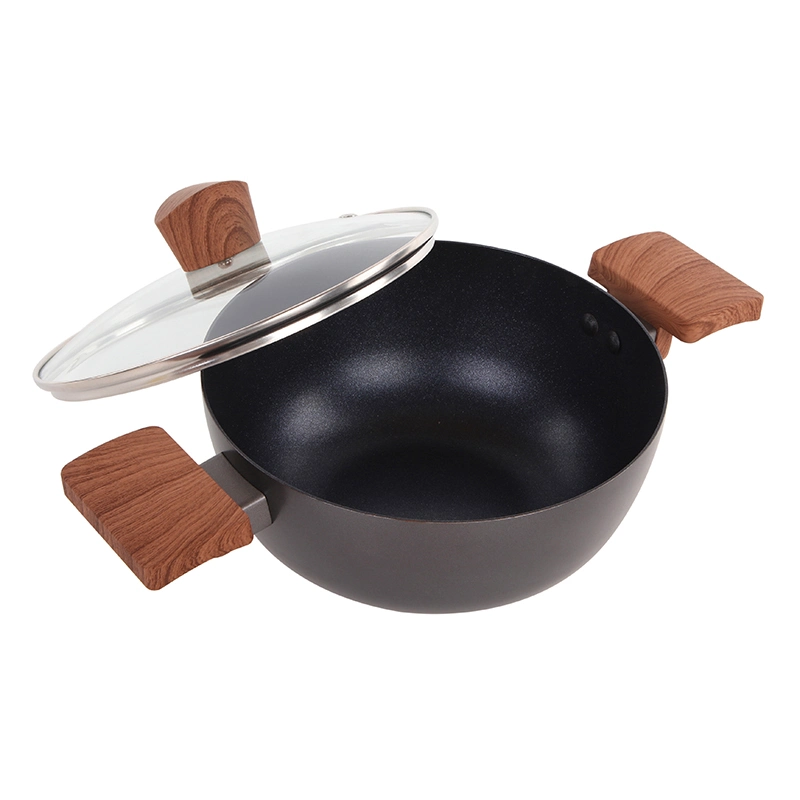 Wholesale 24cm 28cm Round Shape Carbon Steel Frying Pan Wok with Bakelite Handle