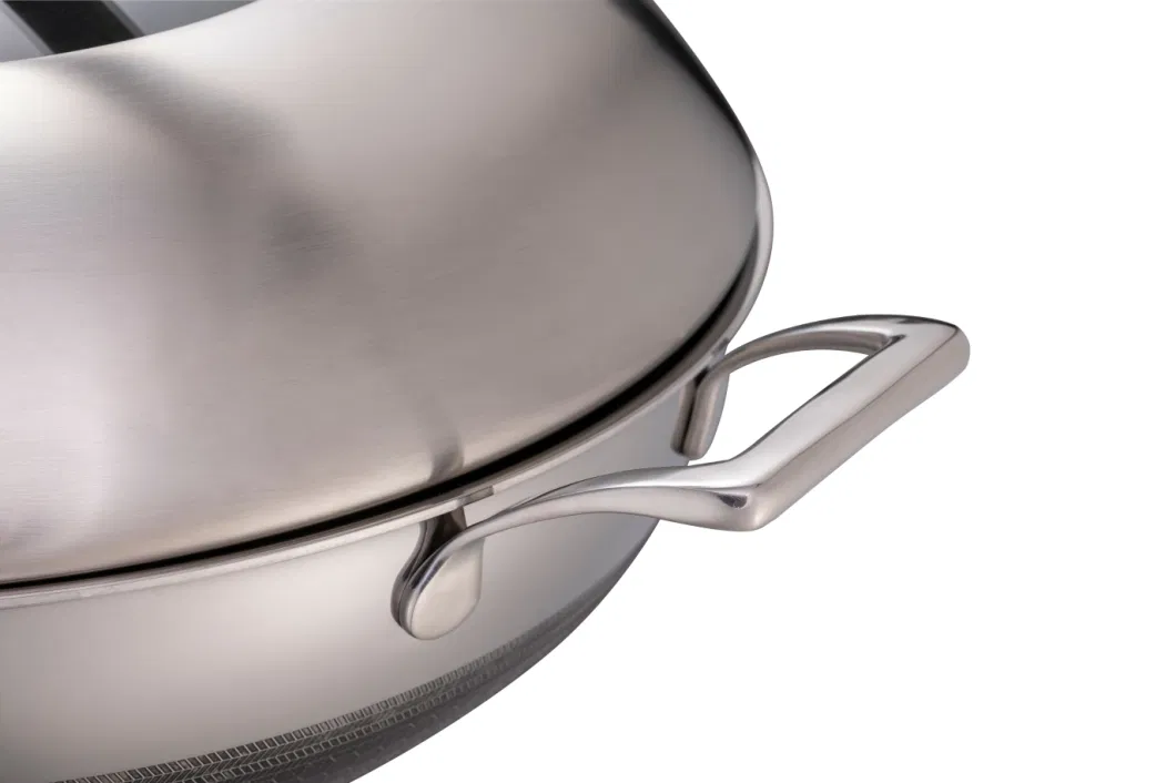 Hot Sales Cookware Stainless Steel Nonstick Double Layers Coating 34cm Honey Comb Wok