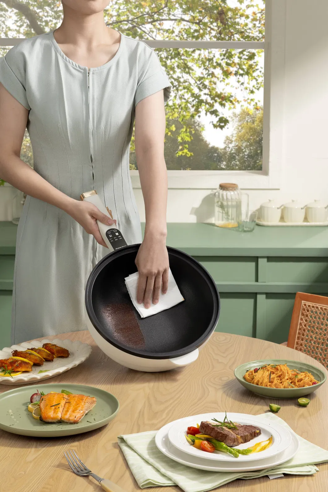 Portable Cooking Pot Non-Stick Frying Pan Multi Function Roasting All-in-One Pan
