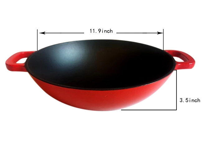 Customize Cast Iron Wok with Wooden Lid