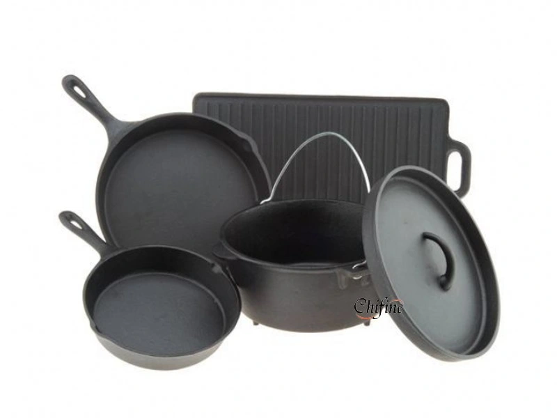 Customized BBQ Grill Cookware Frying Pan Sand Cast Iron Pan