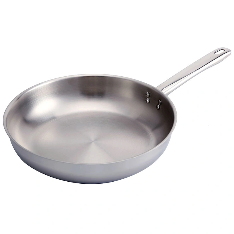 2PCS 3-Ply 304 Stainless Steel Frying Pan with Glass Lid Mirror Polish Cookware Manufacturer Wholesale 18/20/22/24/28cm