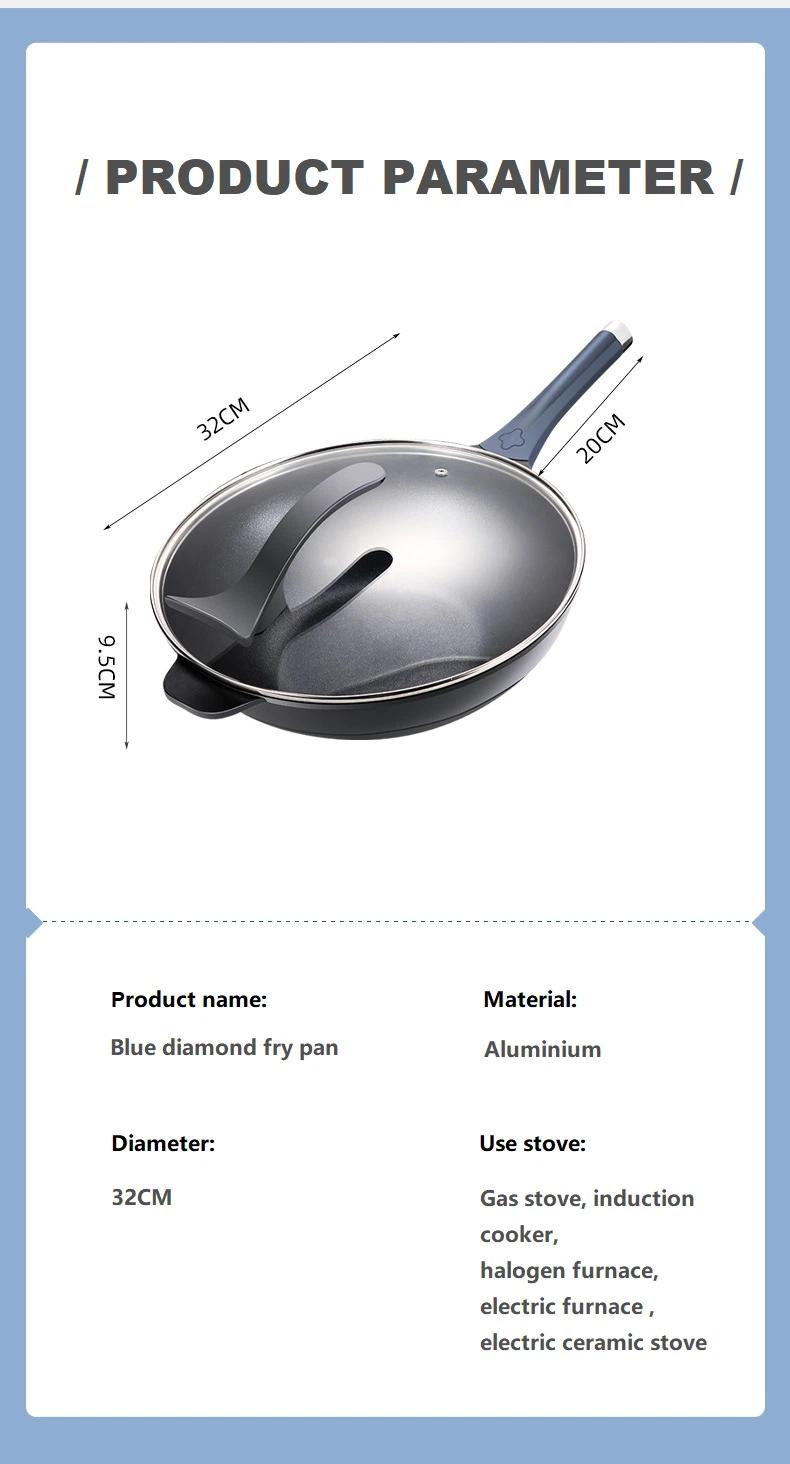 Non Stick Frying Pan with Glass Lid Casserole Cooking Pot 32cm