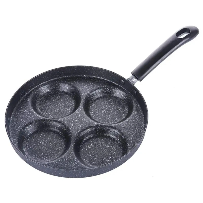 4 Holes Egg Pan Multifunction Nonstick Round Fry Pancake Pan Frying Pans Hamburger Tawa Pan