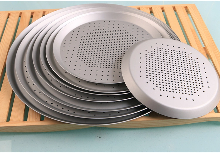 Seamless Anodic Aluminum Round Pizza Pan Non Stick Nontoxic Wide Rim Baking Tray Baker Roasting Pan Microwave Crisper for Oven