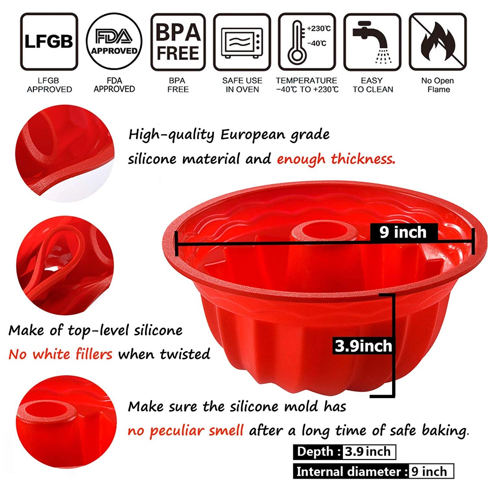 9 Inch Silicone Non-Stick Mousse/Chiffon/Pudding Hollow Round Kitchen Tools