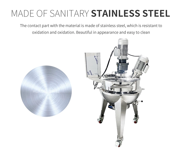 Food Processing Application LPG Industrial Stainless Cooking Mayonnaise and Jelly Mixer Jacket Kettle with Homogenizer