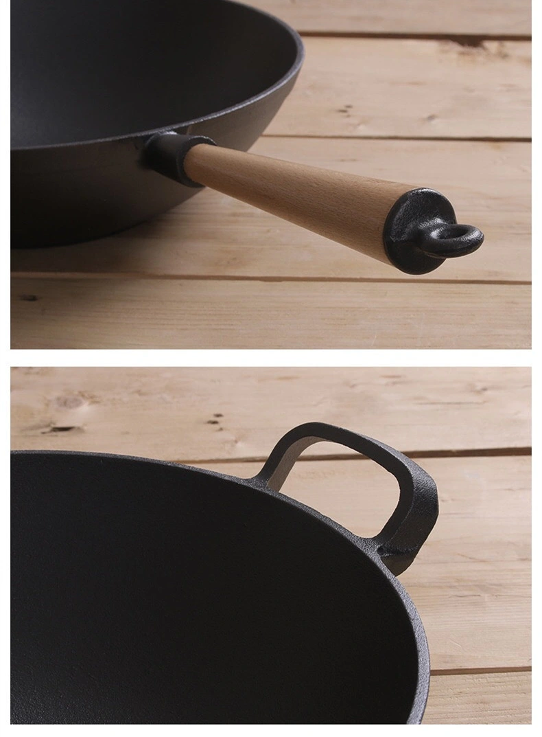 Cast Iron Wok with Wooden Lid