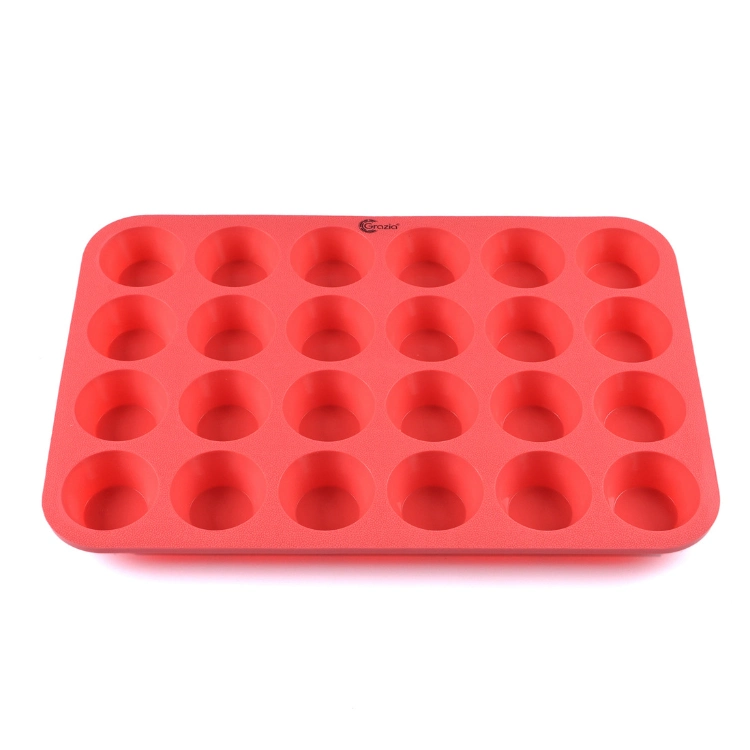 24 Cavities Silicone Muffin Top Pans Non-Stick Round Mini Tart Pan for Egg Sandwiches