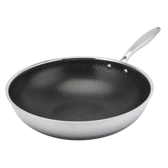 Best Quality Triply Stainless Steel Frying Wok with Honeycomb Non Stick Induction Frying Pan Inox Cooking Pot Fried Pan