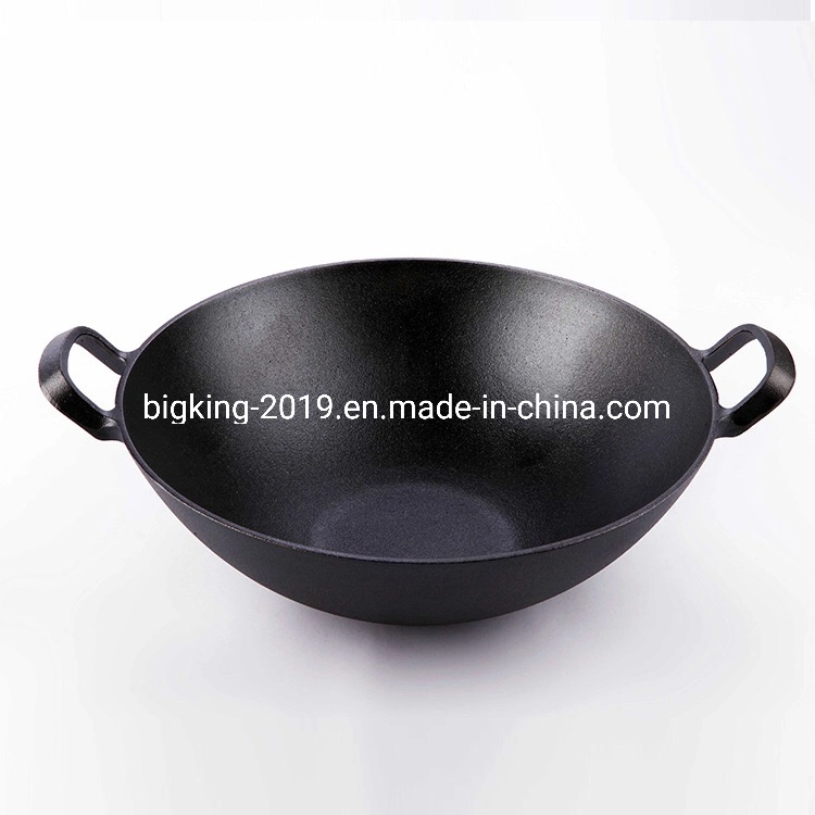Two Handle Chinese Cast Iron Wok and Frying Pan