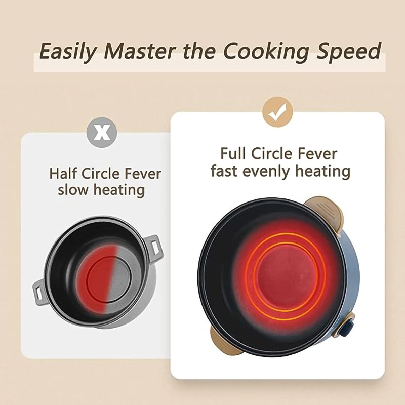 Multipurpose Round Cooker Shabu Noodle Non Stick Student Mini Electric Hot Cooking Pan with Steamer Frying Pan