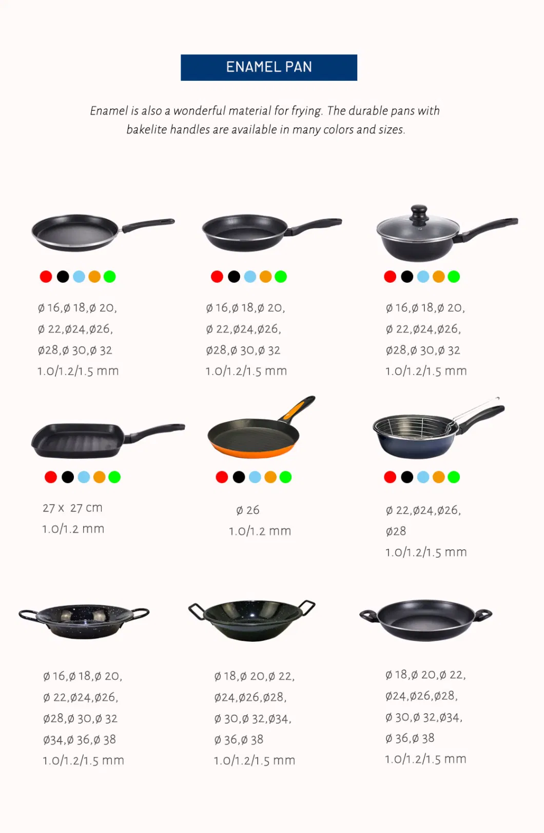 Customization Color Non Stick Cookware Set Carbon Steel Kitchen Enamel Coating Cooking Pots and Frying Wok Pans