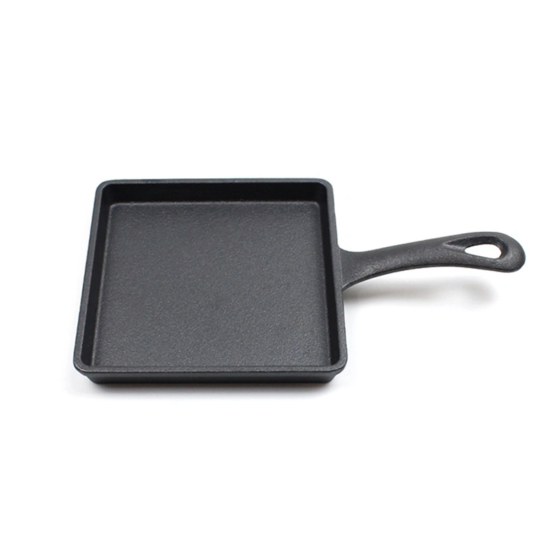 Small Square Mini Cast Iron Frying Pan for Grill Meat Veg Pub Starter