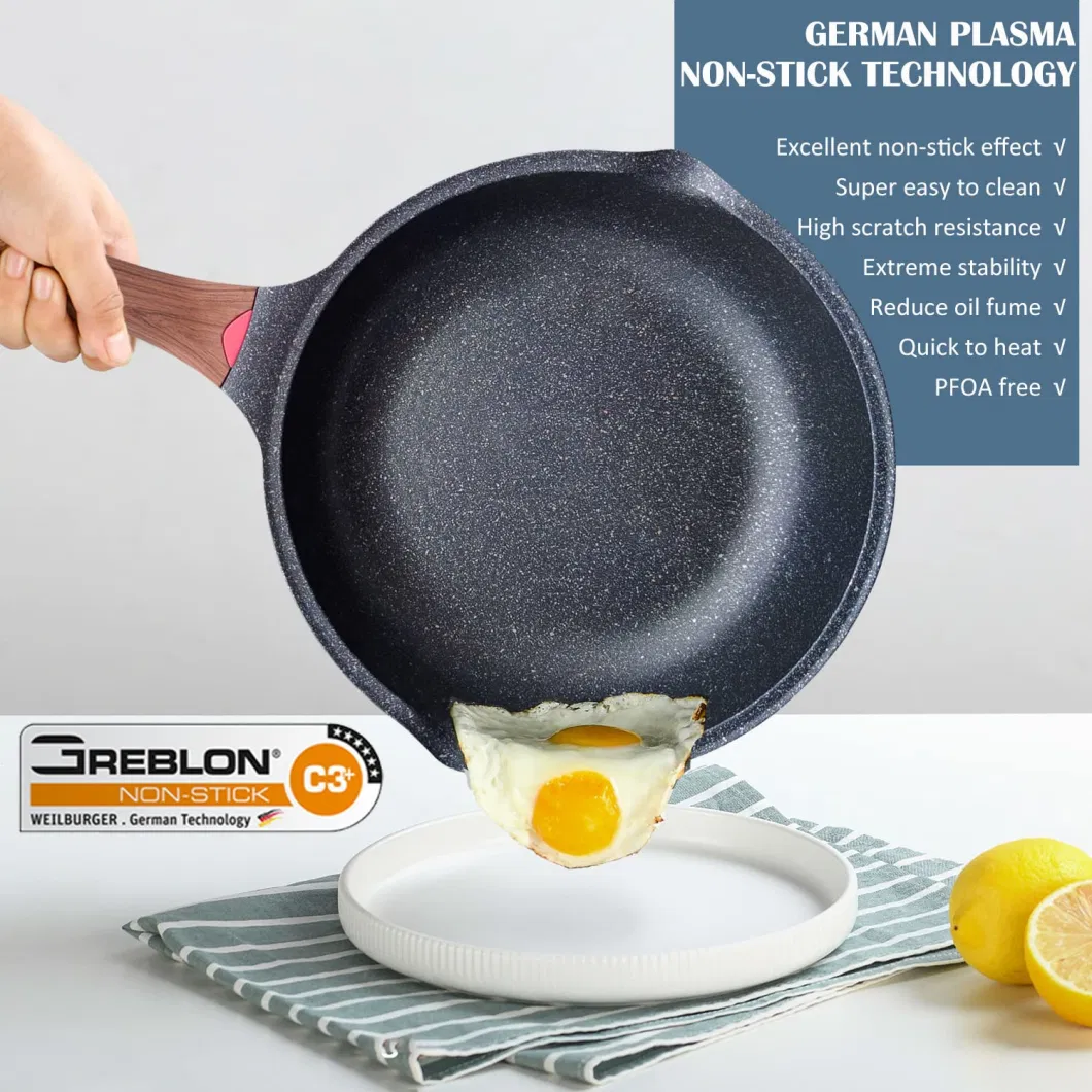 Nonstick Deep Frying Saute-Pan Skillet with Lid Ceramic Coating Heat-Indicator Induction Compatible