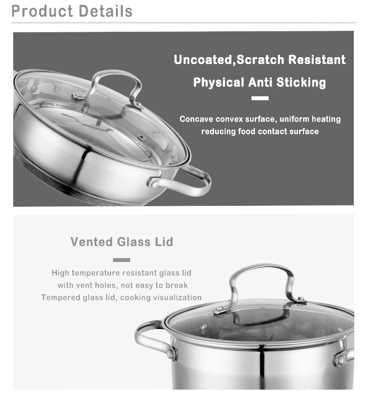 Pre-Seasoned Skillet Stainless Steel Deep Fry Pan for Hotel Restaurant
