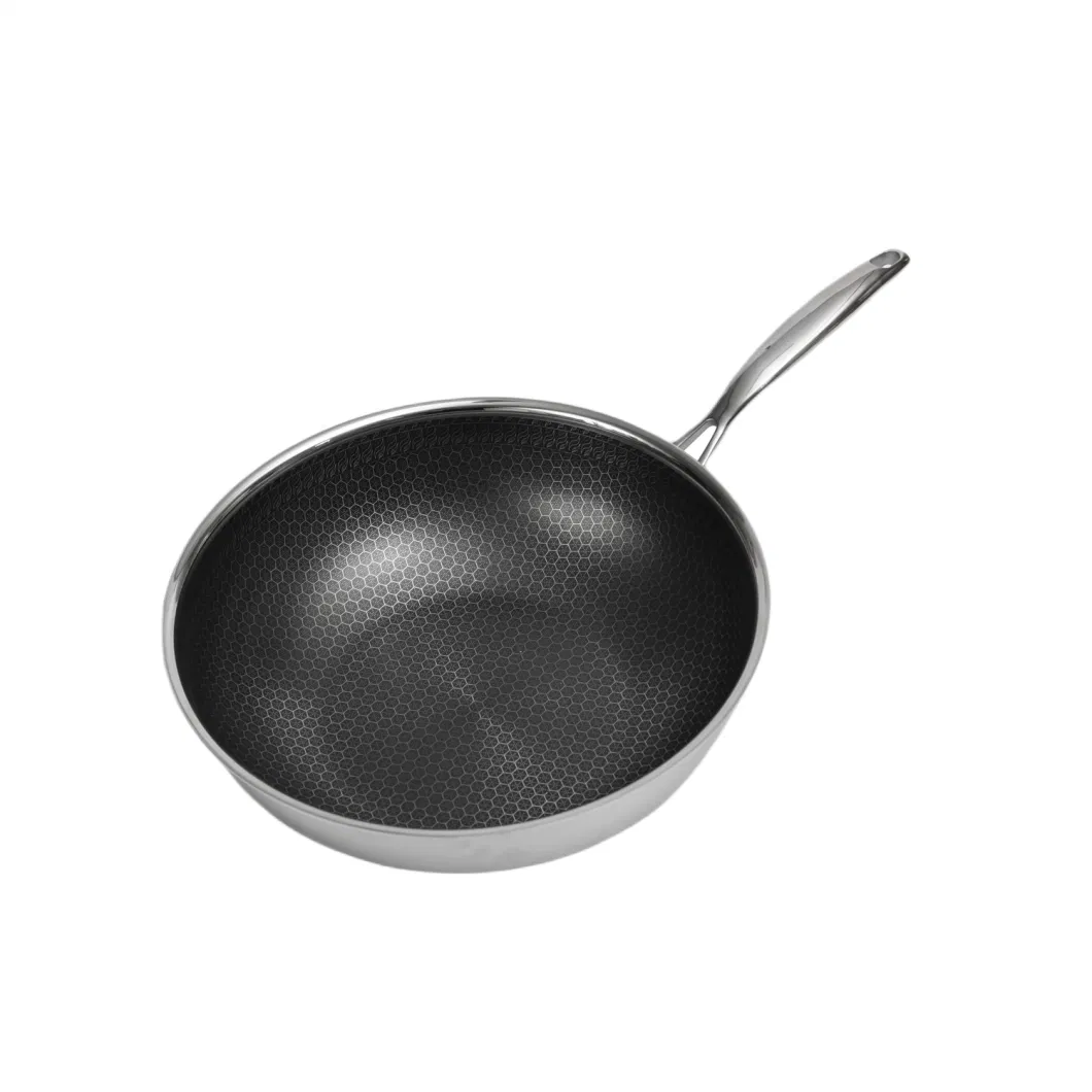 Best Selling Stainless Steel Cookware Nonstick Honey Comb Coating 30cm Wok
