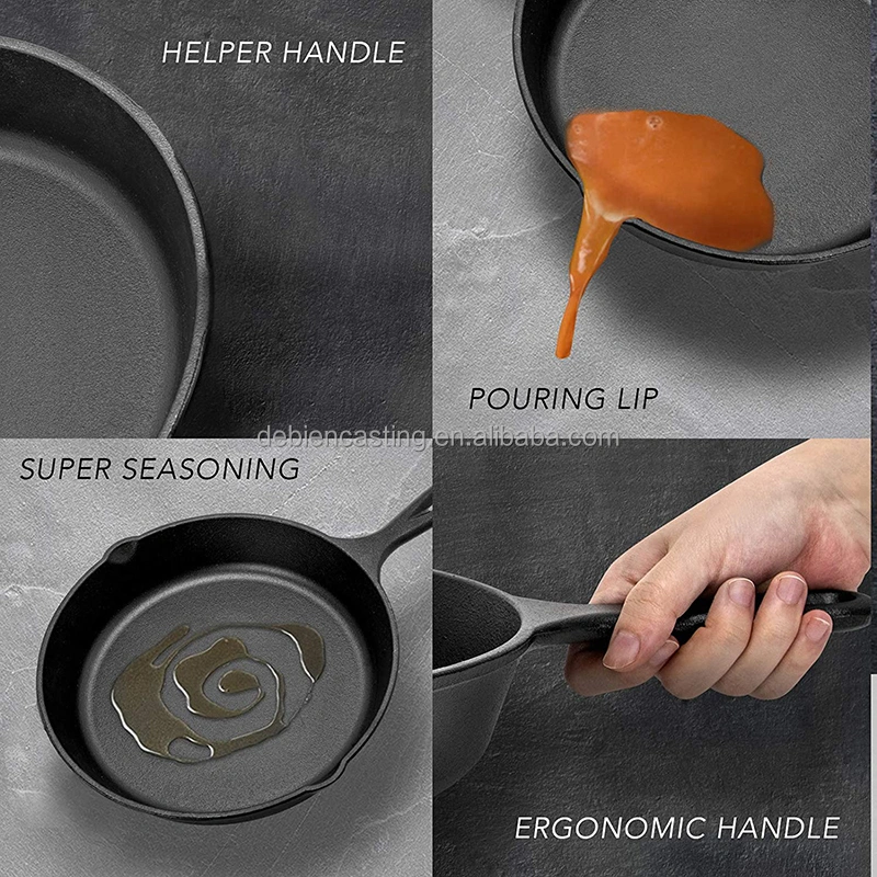 High Quality Cast Iron Cooking Cookware Non Stick Pre-Seasoned Oil Mini Kitchen Frying Pan Skillet