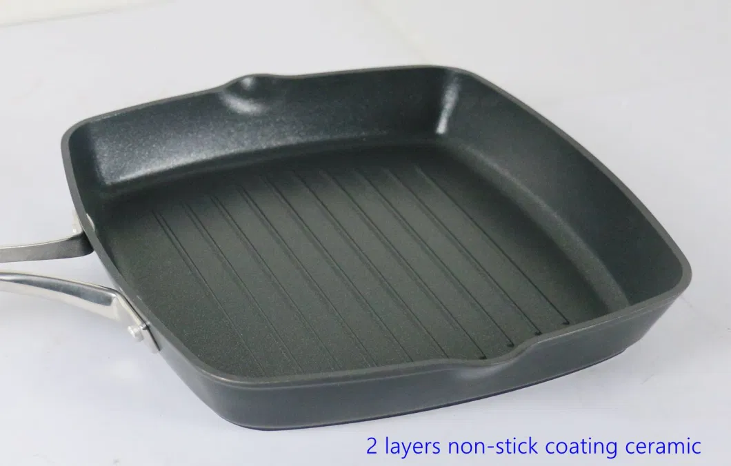 2 Layers Non-Stick Coating Ceramic Forged Alu Grill Griddle Skillet